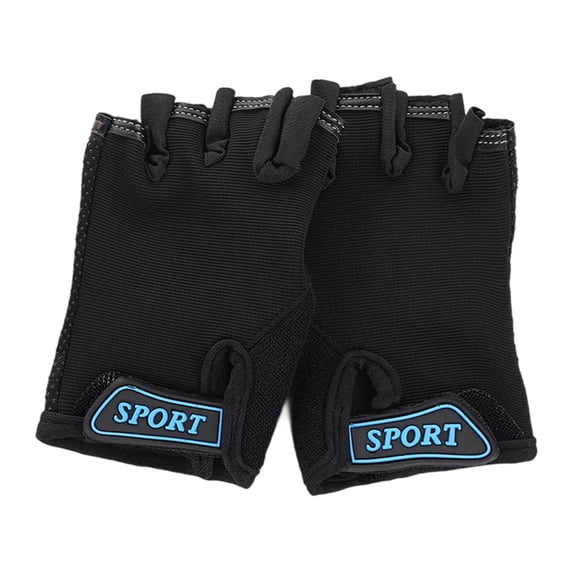 HNMKIU Youth Fingerless Sports Gloves for Outdoor Cycling Biking and Play with Adjustable Secure Fit Black,6-12