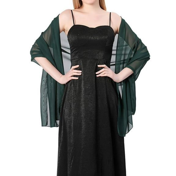 HNMKIU for Women Elegant Chiffon Shawls and for Evening Wedding Party Travel and Cover Up – Lightweight Scarves for All Seasons Dark Green,One Size