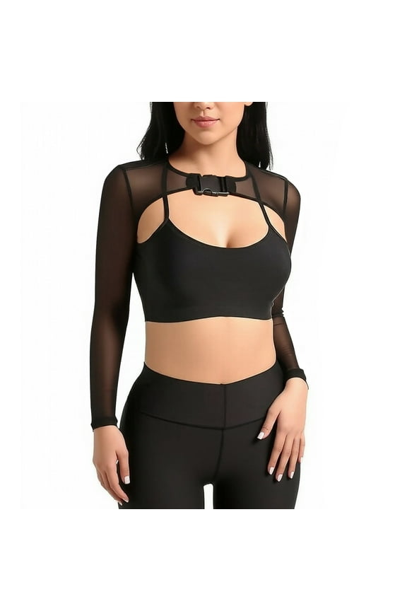 for Women See-Through Mesh Crop Shawl with Front Opening Net Cardigan Similar to Fishing Net Cover-Up for Casual Spring Summer Use Black,S