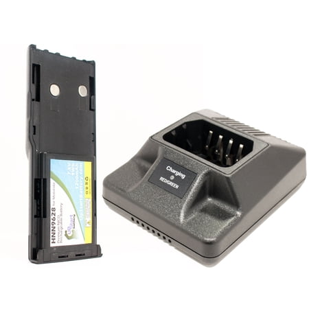 HNN9628 Battery and Charger for Motorola GP300, CP450, WPNN4044AR, Radius GP300, GTX Two-Way Radio (1200mAh, 7.5V, NI-CD)