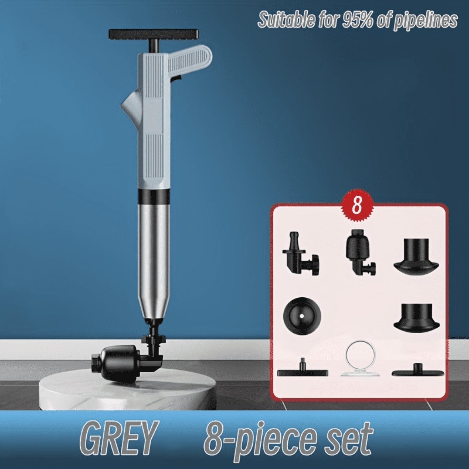 HNSHILIPJZHU 304 Stainless Steel Toilet Cleaner Set with 8 Pipeline