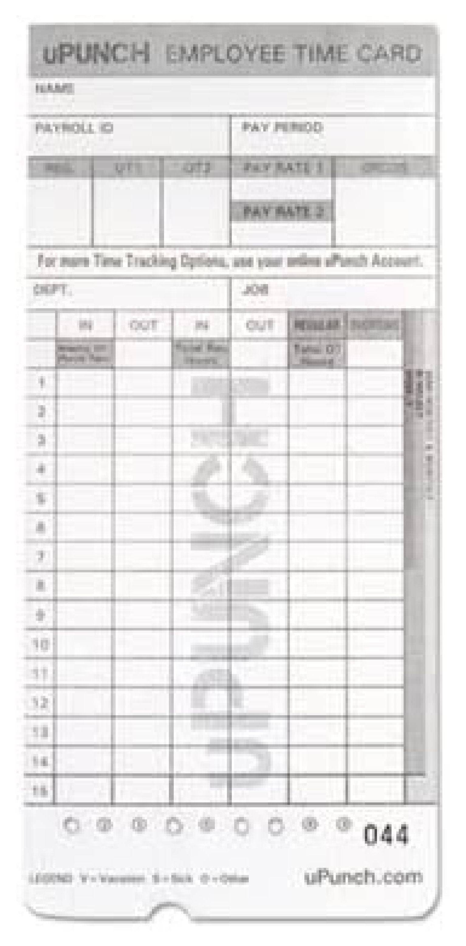 HNTCL2100 Time Card for uPunch HN2000 HN4000 & HN4600 Bundle 100 per