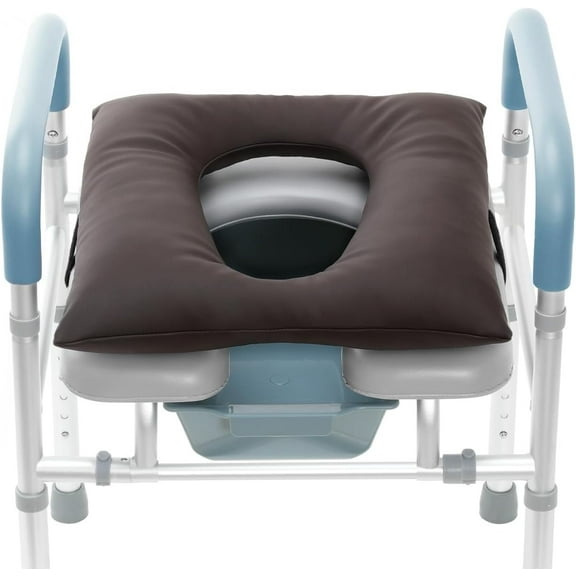 HNYG Bedside Commode Cushion, Universal Fit Padded Commode Seat Cushion with Fixing Straps for Commode Chair, Portable Toilet Seat Cushion for Elderly Adult Patient