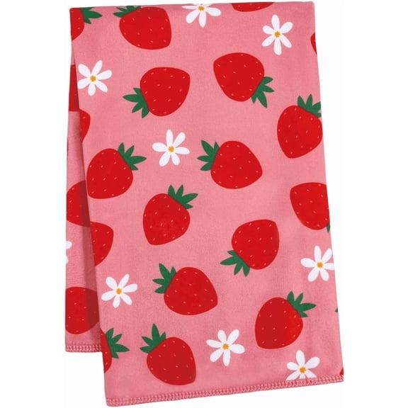 HNYG Kitchen Dish Towel, Strawberry Printed Kitchen Dish Towel, Farmhouse Kitchen Decor, Perfect Housewarming Gift for Woman, 24"L x 16"W