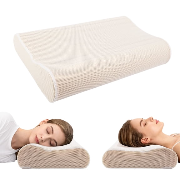HNYG Memory Foam Pillow, Contour Cervical Pillow for Neck and Shoulder Pain Relief, Neck Pillow for Side, Back and Stomach Sleeper, Large