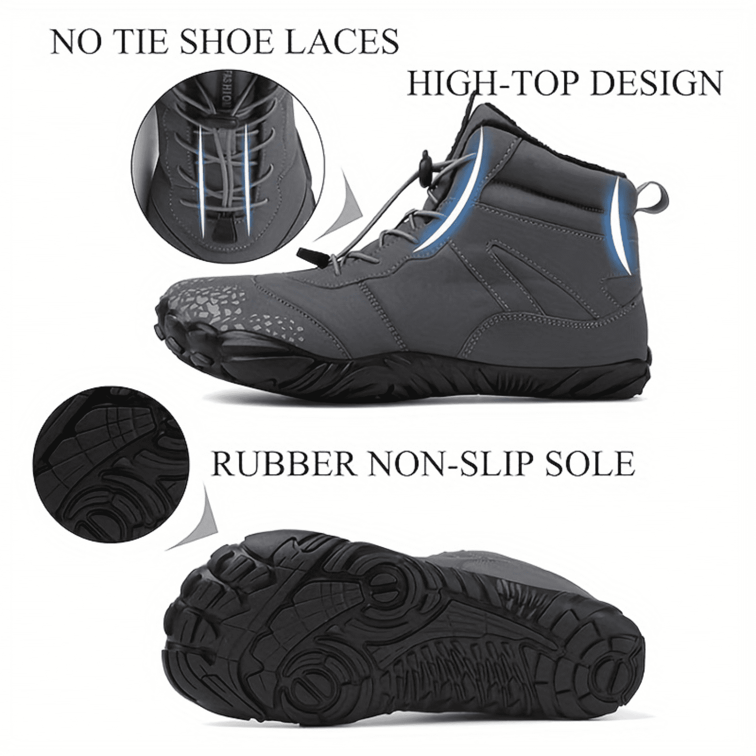 HNYIRENYS Warm Wide Toe Box Barefoot High Top Walking Shoes for Men and