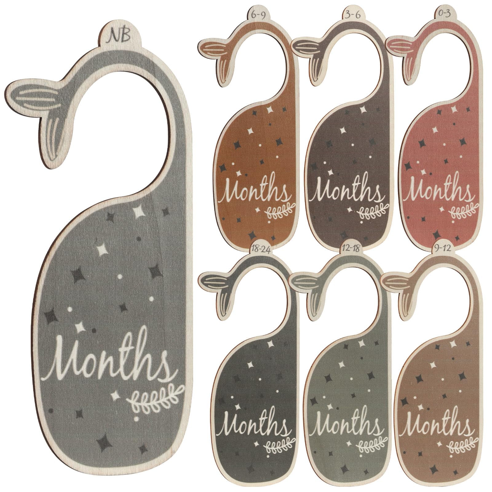 7-Piece Wooden Baby Closet Dividers - Nursery Organizer With Size Labels, Multi-Color