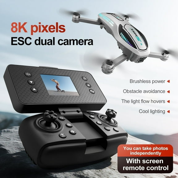 HNZENBW A118 8K RC Drone with Dual Camera for Kids & Adults,Optical Flow & Cool Lights,Brushless Motor & 2 Batteries