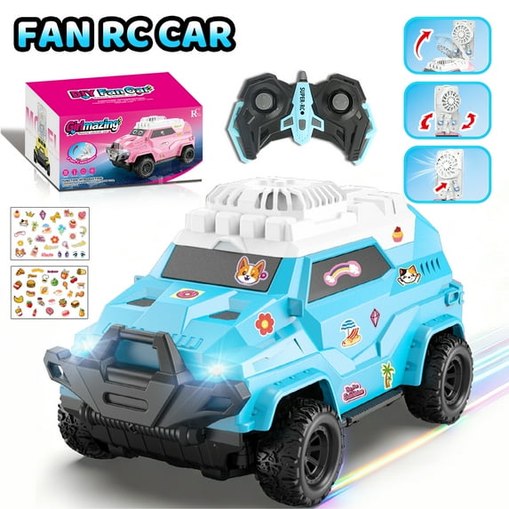 HNZENBW Remote Control Car with Fans,1: 24 Cute RC Car with DIY Stickers,Unlimited Creativity,Christmas and Birthday Gifts Boy Girl Toys Age 3+
