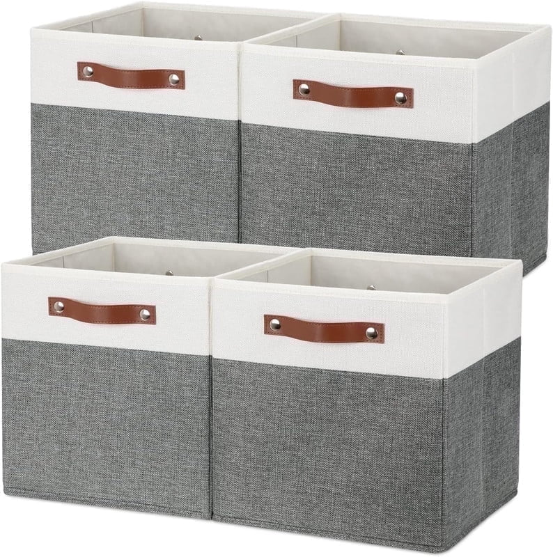 HNZIGE Fabric Storage Cubes 12x12 Cube Storage Bins, Set of 4 ...