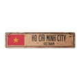 thumbnail image 1 of HO CHI MINH CITY VIETNAM Vintage Plastic Street Sign Vietnamese flag city country road gift | Indoor/Outdoor | 18" Wide, 1 of 4