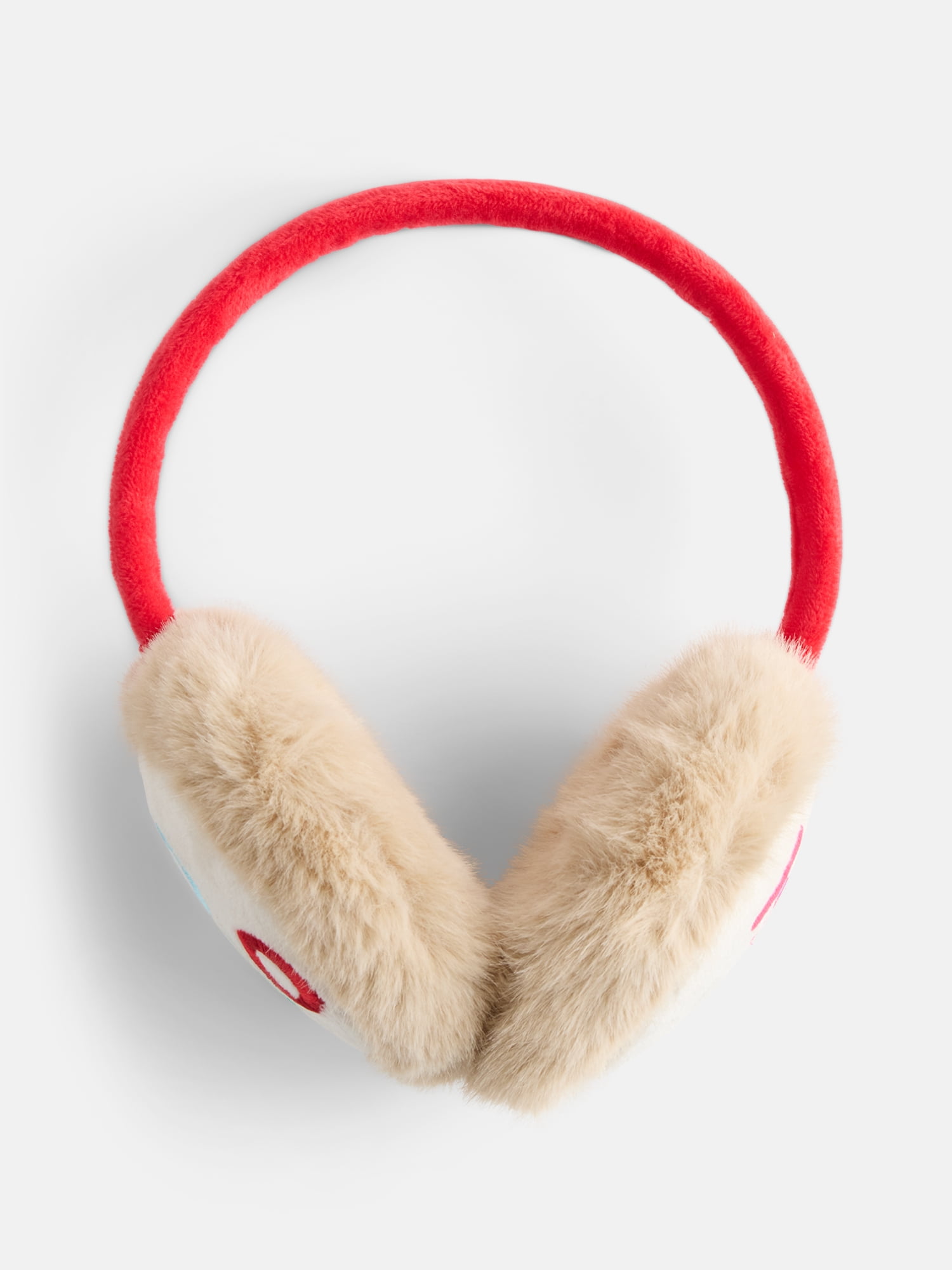 Holiday Time Women's Faux Fur Ho Ho Ho Earmuffs, Oatmeal