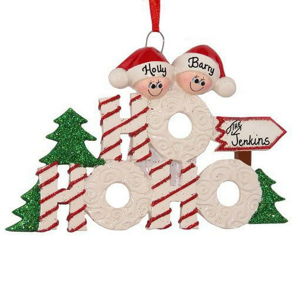 HO HO HO Family 2 Personalized Christmas Ornament DO-IT-YOURSELF
