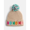 thumbnail image 1 of Holiday Time Women's Ho Ho Ho Beanie Hat, Oatmeal, 1 of 4
