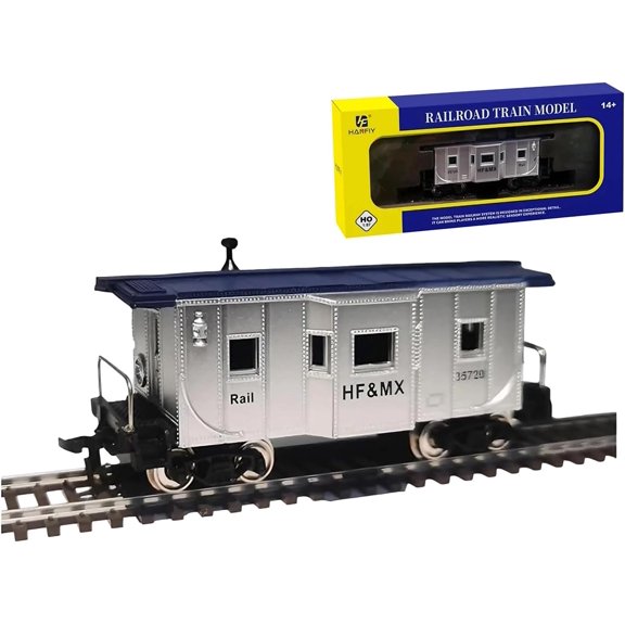 HO Scale 36 Foot Bay Window Caboose Metal Wheelsets, Installed Knuckle Couplers, Classic American Side Window Design for Freight Operations Rolling Stock Only