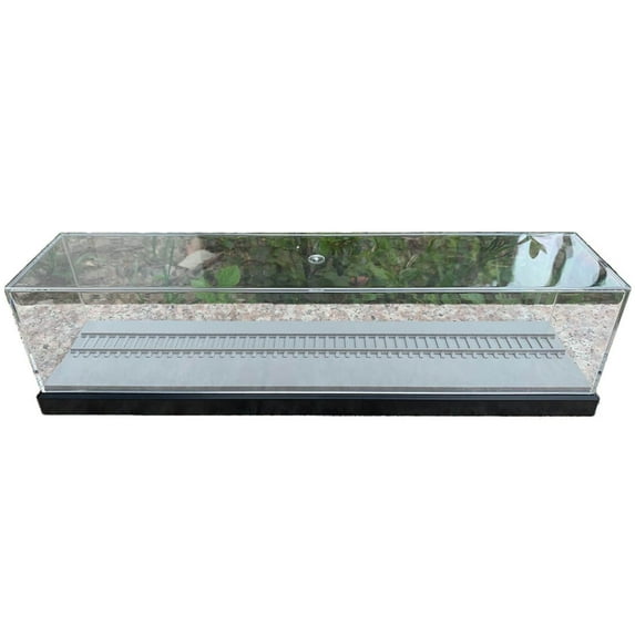HO Scale Model Train Display Case with Orbitals, 35 x 9 x 8cm Clear Plexiglass Showcase Box for Train Models & Collections (Train Not Included)