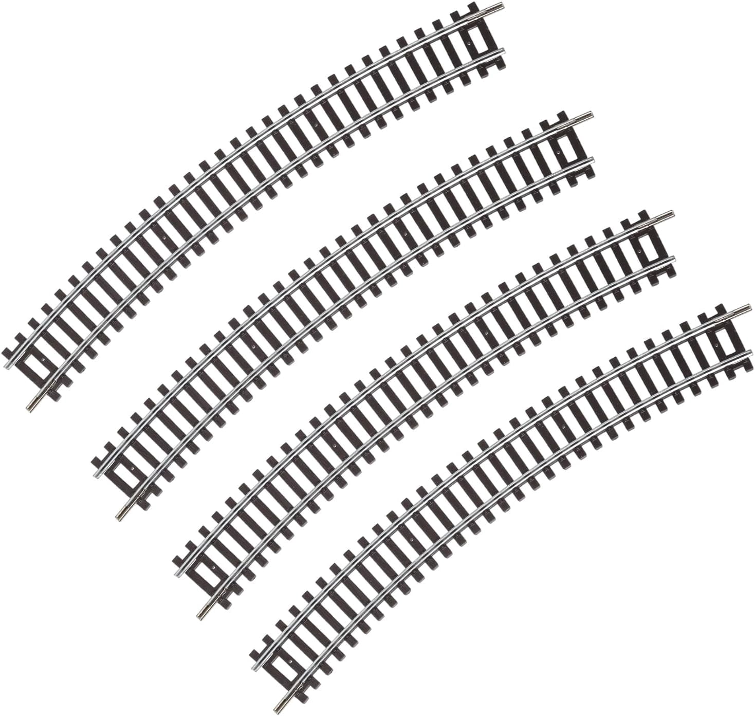 HO Scale Nickel Silver Track with Wood Ties – Set of 4 Realistic Model Railroad Tracks- R3 66602
