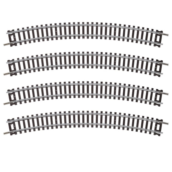 HO Scale R4 Curved Track 18.94" Radius (481.2mm) 30° – Nickel Silver Rail