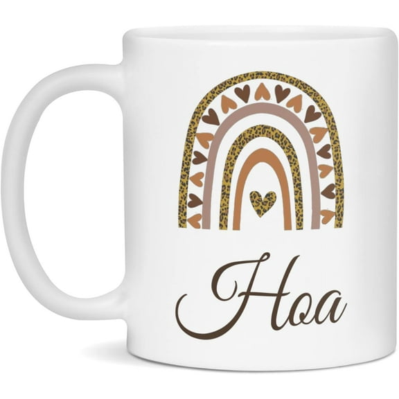 HOA Leopard Rainbow Cheetah Print Name Gift Coffee Mug, 11-Ounce White