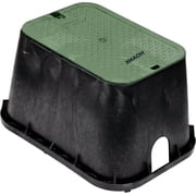HOANK 14 in. X 19 in. Rectangular Standard Series Valve Box and Cover, 12 in. Height, Irrigation Control Valve Lettering, Black Box, Green Overlapping Cover, Black/Green