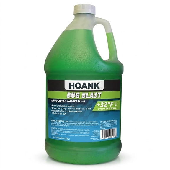 HOANK Bug Blast Windshield Washer Fluid, Premium Summer Formula, Bug & Grime Remover, +32F Protection, 1 Gallon
