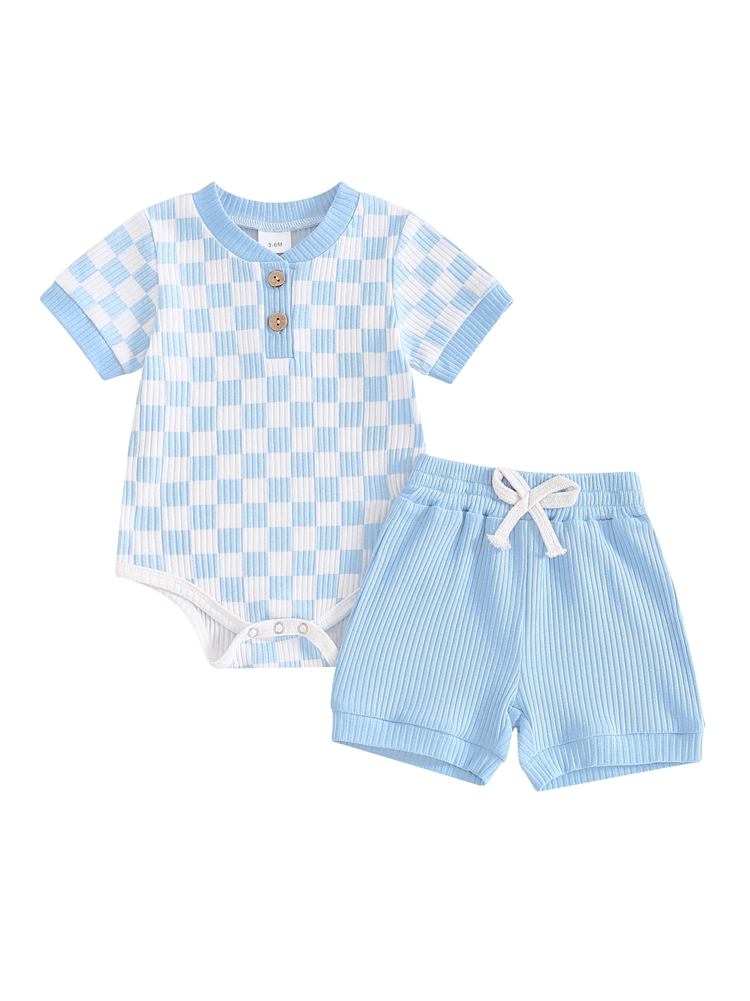 HOANSELAY 3 6 9 12 18 Months Baby Boys Summer Outfits Checkerboard