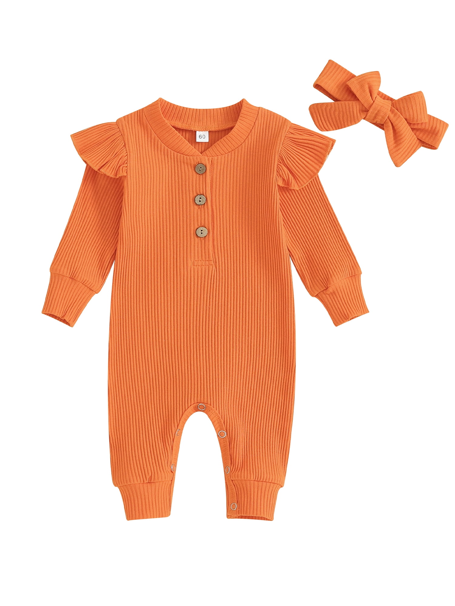 HOANSELAY Baby Girl Long Sleeve Rompers Newborn Ribbed Bodysuit with