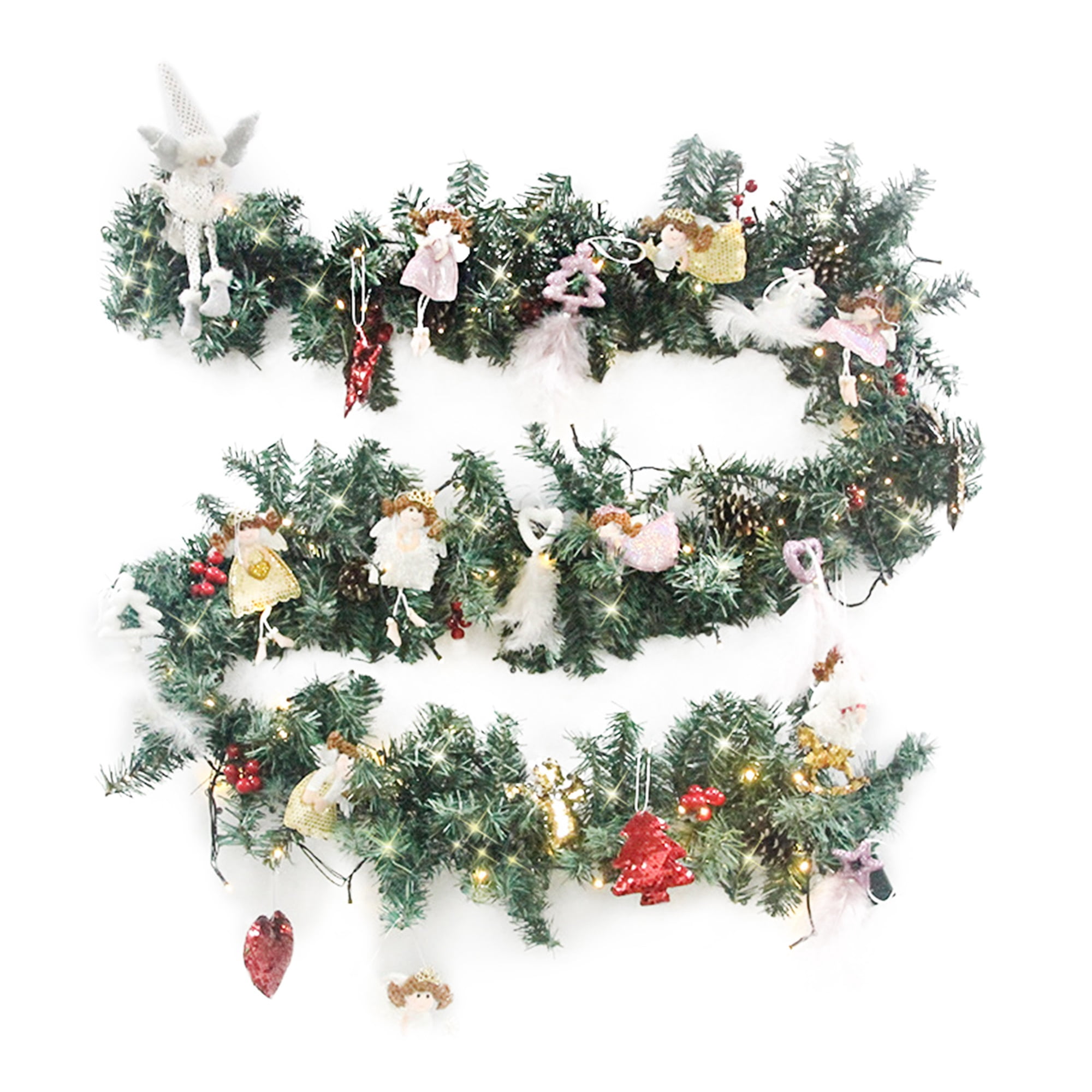 HOANSELAY Christmas Garland with Lights, Battery Operated Prelit