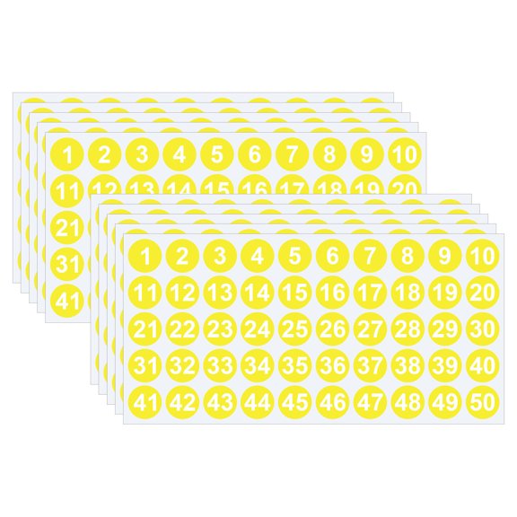 HOARBOEG 1 Inch 1-50 Number Stickers, 10 Sheets Self-Adhesive Labels for Mailbox, Laptop, Scrapbooking, Gift Tags – Durable Paper Decoration Stickers