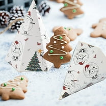 HOARBOEG 10 Pack Christmas Tree Shaped Candy Boxes, Colorful 6-Sided Graffiti Gift Box for Holiday Treats, Party Favors, Snacks