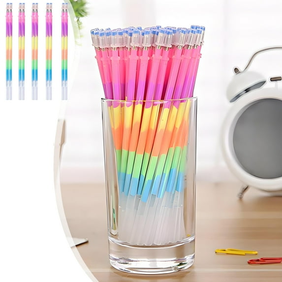 HOARBOEG 10 Pieces Multicolor Fluorescent Gel Pen Refills Set with Fine Tip & Glossy Ink for Adult Coloring Books, Scrapbooking, Crafts and DIY Projects