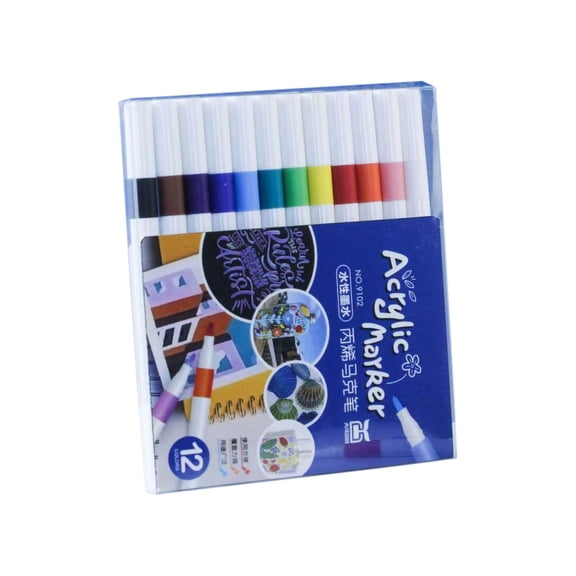 HOARBOEG 12/24/36/48Pcs Water-Based Acrylic Paint Markers Set - Quick-Dry Multi-Colored Marking for Calligraphy & Adult Coloring Books, Ideal for Glass, Pottery, Dark Paper Water-based Marker
