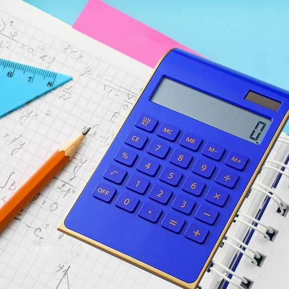 HOARBOEG 12-Digit Basic Calculator with Large Buttons - Portable & Lightweight for Office, Business & Study - White/Blue/Red ABS Design, 10-Digit Display
