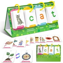 HOARBOEG 129 Phonics Word Builder Flash Cards, Learn to Read CVC CVCC CCVC Words with Picture Cards & Letter Tiles, Montessori Alphabet Learning Toys for Homeschool
