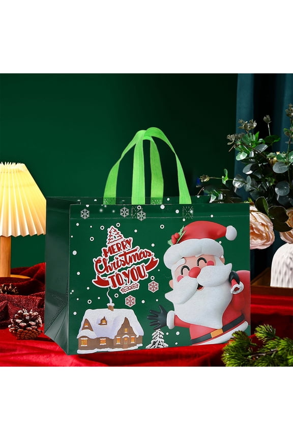 HOARBOEG 12Pcs Christmas Gift Bags Non Woven Tote Bags, Holiday Shopping Bags with Handles, Waterproof Reusable Foldable Storage Bags for Festive Gifts, Parties and Everyday