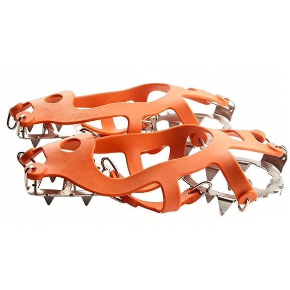 HOARBOEG 18 Spike Ice Traction Cleats, Snow Grips for Footwear, Stainless Steel Chain Crampons, 1 Pair with Flexible Silicone Frames and Storage Bag for Winter Walks and Hiking, Christmas Gift
