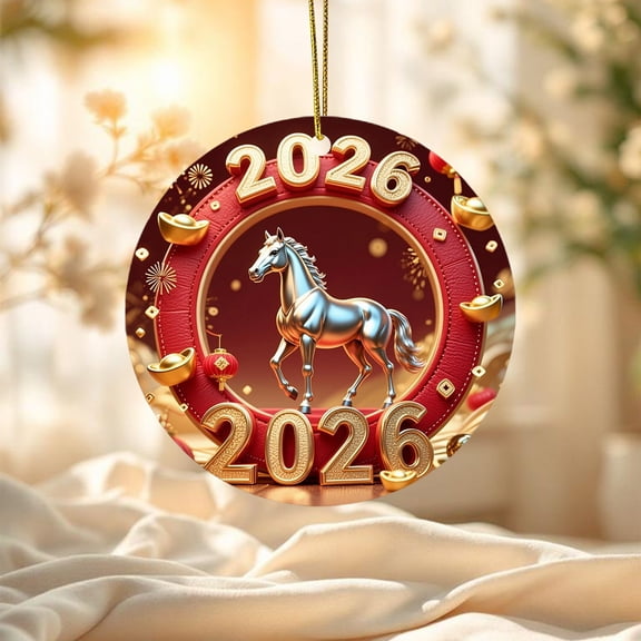HOARBOEG 1Pcs 2026 Year of the Horse Acrylic Pendant, 3.14in Little Horse Decorative Ornament for Car Rearview Mirror Hanging, Home Decor, Christmas Holiday Party Decoration, Gift for Horse Lovers