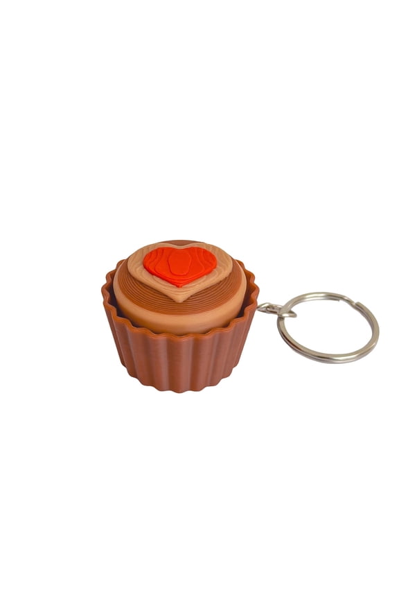 HOARBOEG 1Pcs Cute Dessert Chocolate Fidget Clicker Keychain Clicky Stress Relief Toy Keyring Accessory for Anxiety Focus ADHD Portable Sensory for Adults Teens