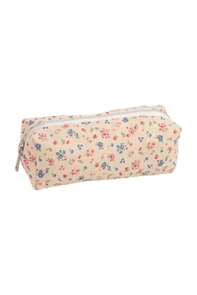 HOARBOEG 1Pcs Cute Floral Canvas Pencil Case for Aesthetic, 7.87in Zipper Large Capacity Pouch for Stationery Pen Organizer, Multi-Functional Makeup Storage Bag for Teens Women