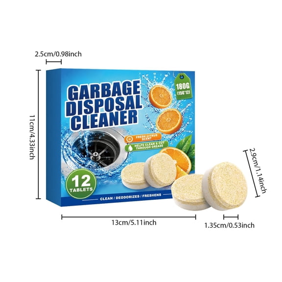 HOARBOEG 1Pcs Kitchen Sink & Garbage Disposal Cleaner Tablets, Effervescent Drain Deodorizer & Odor Eliminator, Household Sewer & Pipe Cleaning Tabs, 12 Count, 6.3 oz