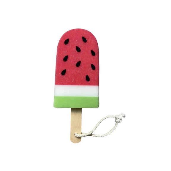 HOARBOEG 1Pcs Summer Watermelon Popsicle Bath Sponge, Multifunctional Scrub Sponge for Dishes, Kitchen Cleaning, Soft Cotton Scouring Pad with Hanging Loop, Cute Household Cleaning Sponges