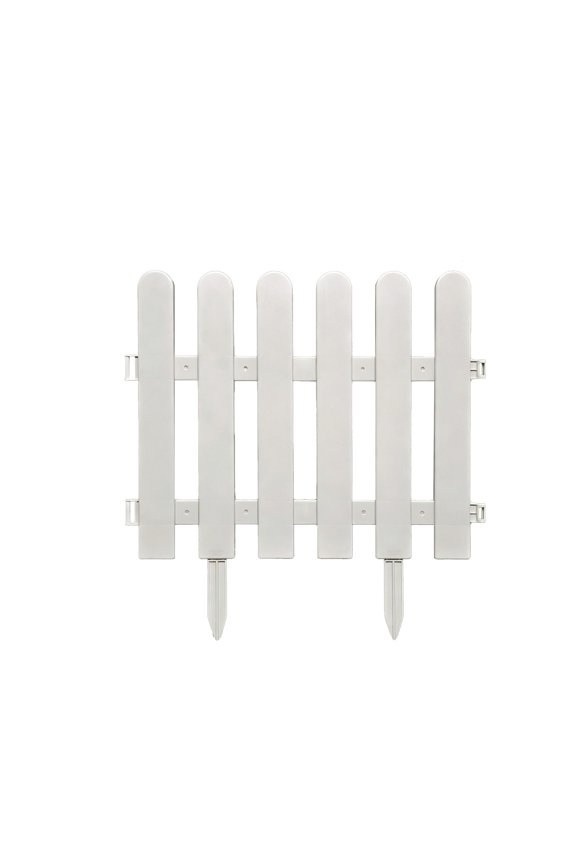 HOARBOEG 1Pcs White Plastic Garden Fence Border Edging - 19.68*15.74in Decorative Landscape Edging with Ground Studs, Interlocking Flower Bed Border for Yard Lawn Garden Decoration