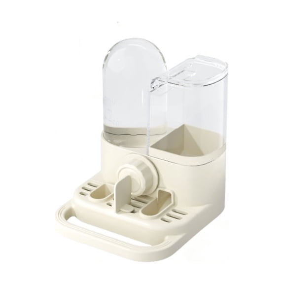 HOARBOEG 2 in 1 Parrot Waterer Feeder, No Drip Bird Water Dispenser with Food Bowl, Transparent Cage Drinking Bottle for Cockatiel Budgie, Automatic Small Bird Accessories, White