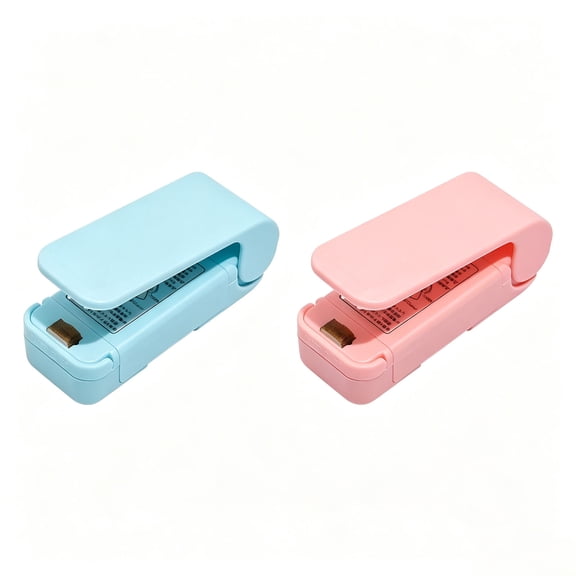 HOARBOEG 2-Pack Mini Portable Heat Bag Sealer with Cutter, Handheld Snack Food Sealer for Plastic Bags, Battery Operated Airtight Reseal, Kitchen Gadget