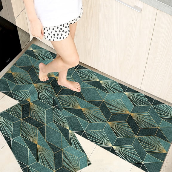 HOARBOEG 2 Pcs Anti-Fatigue Kitchen Door Mats, Non-Slip Cushioned Standing Mat for Floor – Waterproof, Washable Rug Set for Kitchen, Office, Sink, 15.7*47.2in