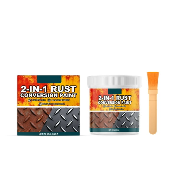 HOARBOEG 2-in-1 Rust Converter Paint and Primer, Rust Neutralizer and Metal Protective Coating for Furniture, Fences, Outdoor Equipment, Fast Drying, Easy Brush, Roller or Spray Application