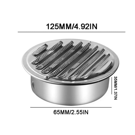HOARBOEG 201 Stainless Steel Kitchen Range Hood Exhaust Cover - Round Rainwater & Insect Proof Vent Cap for Efficient Grease & Moisture Protection