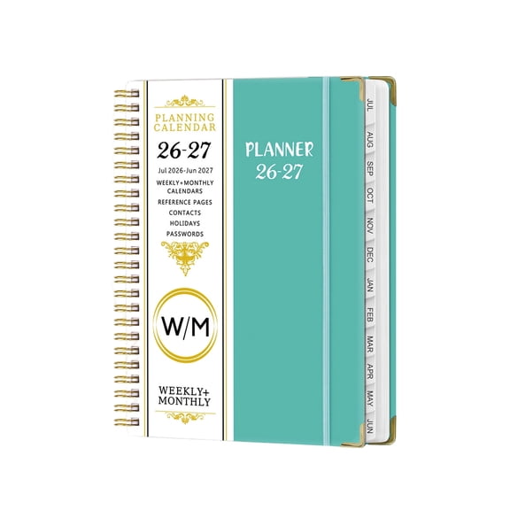 HOARBOEG 2026-2027 English Schedule A5 Plan Book, Spiral Bound Weekly Monthly Planner Notebook with Separating Pages, Light Blue Academic Agenda Organizer for s Teachers Office