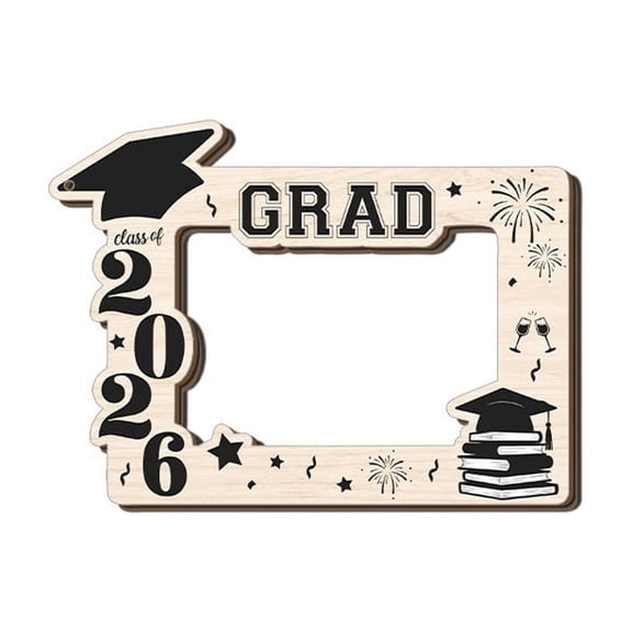 HOARBOEG 2026 Graduation Season Wooden Photo Frame with Tassel and Hollow Design, Class of 2026 Shadow Box Display for Diploma Certificate Picture, Desktop Shelf Decor Gift for Grad