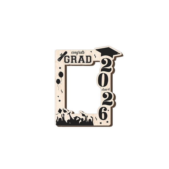 HOARBOEG 2026 Graduation Season Wooden Photo Frame with Tassel and Hollow Design, Class of 2026 Shadow Box Display for Diploma Certificate Picture, Desktop Shelf Decor Gift for Grad